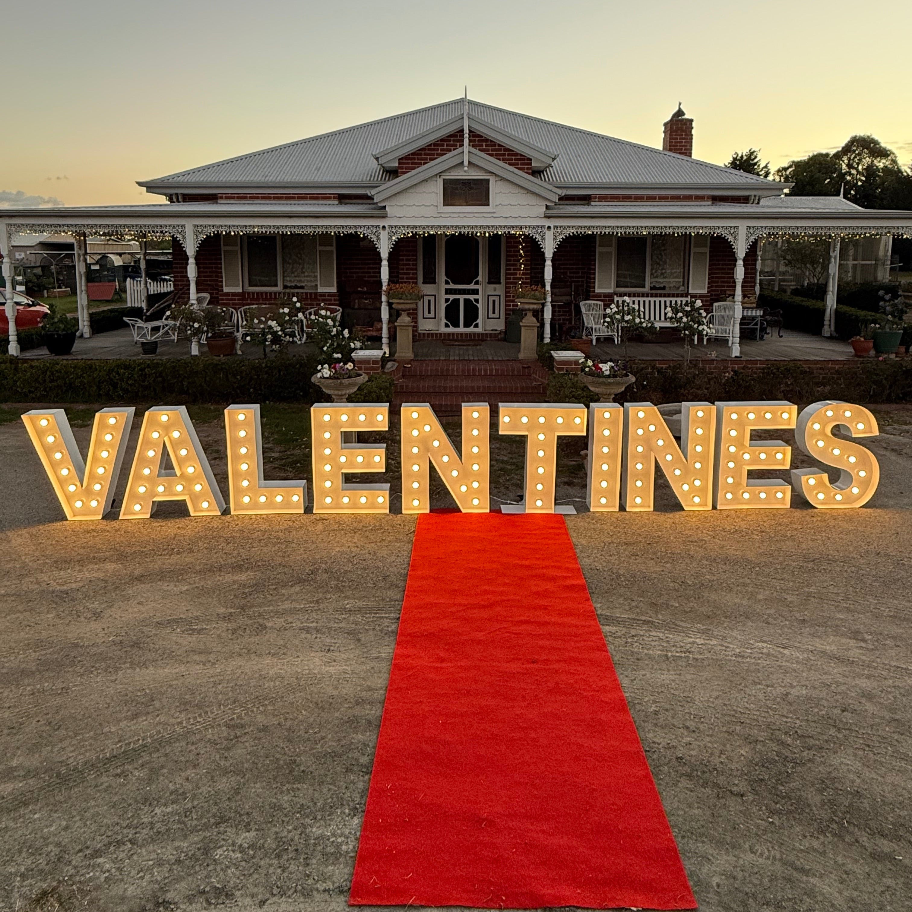 Valentine’s Day Package – Light Up VALENTINES Letters Hire Melbourne