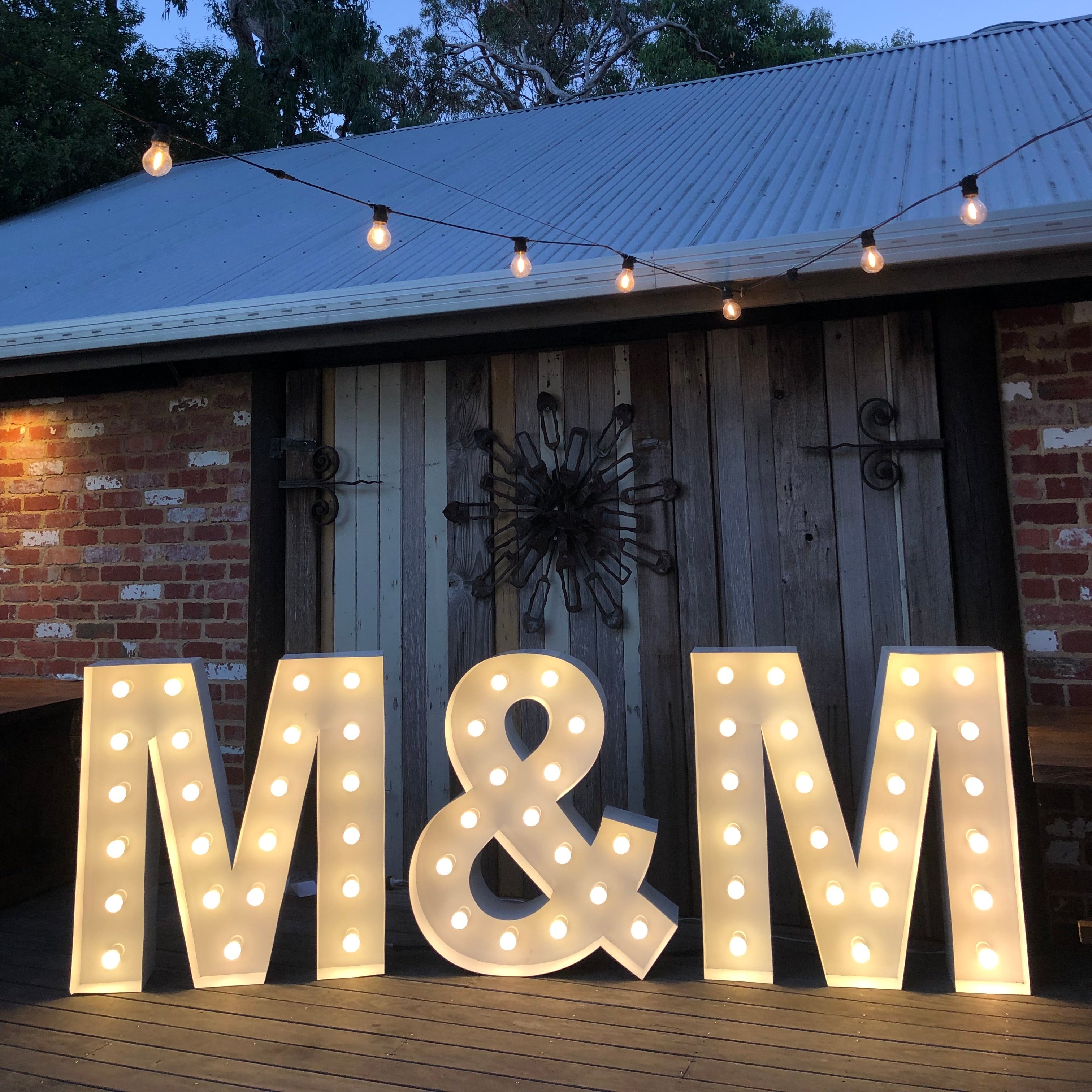 Wedding Initials Light Up Letters Hire Melbourne - 1m Initials for Hire