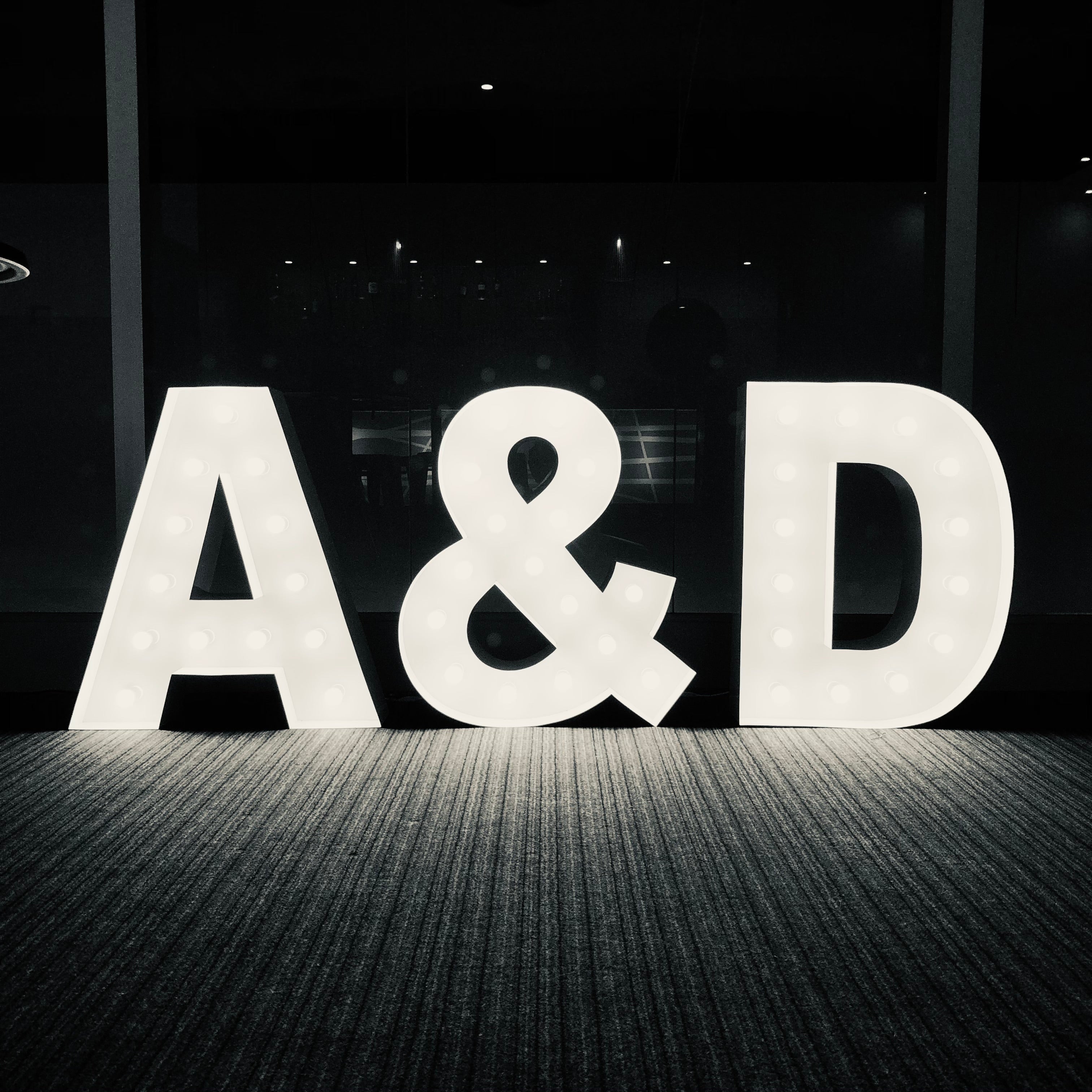 Wedding Initials Light Up Letters Hire Melbourne - 1m Initials for Hire