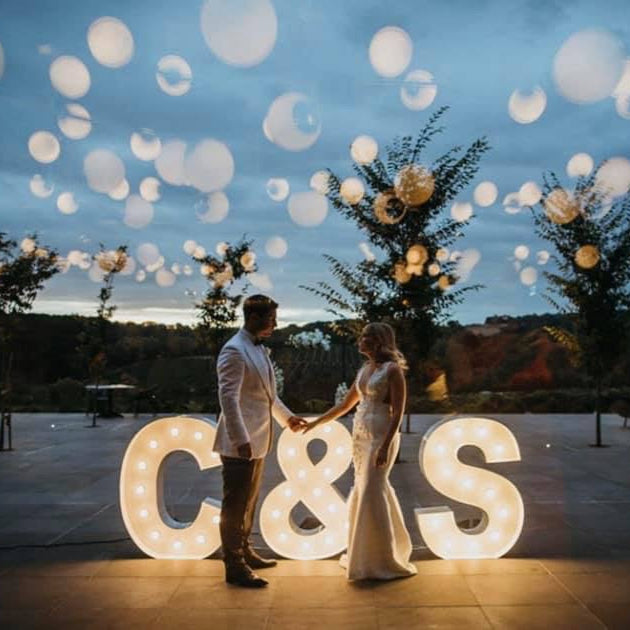 Wedding Initials Light Up Letters Hire Melbourne - 1m Initials for Hire