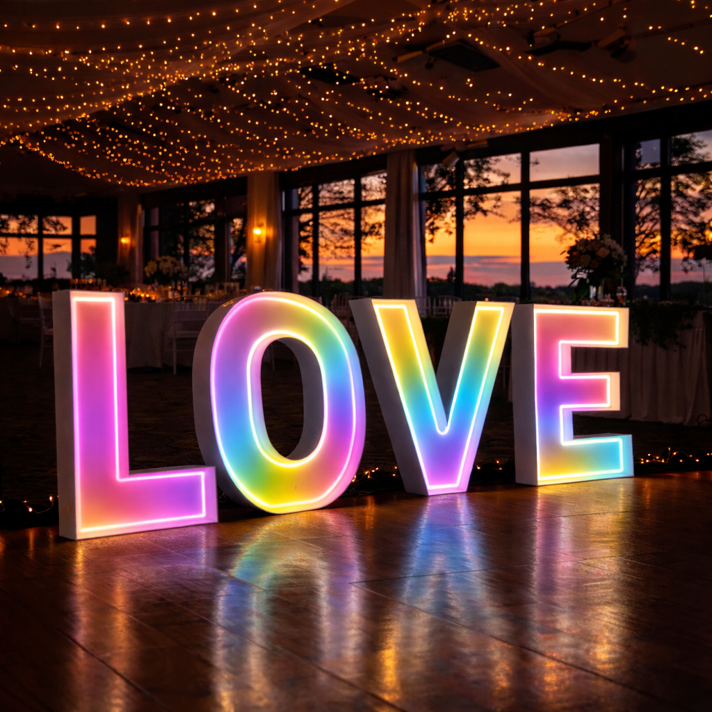 Wedding Neon LOVE Letters Melbourne | Elegant Neon Letter Hire