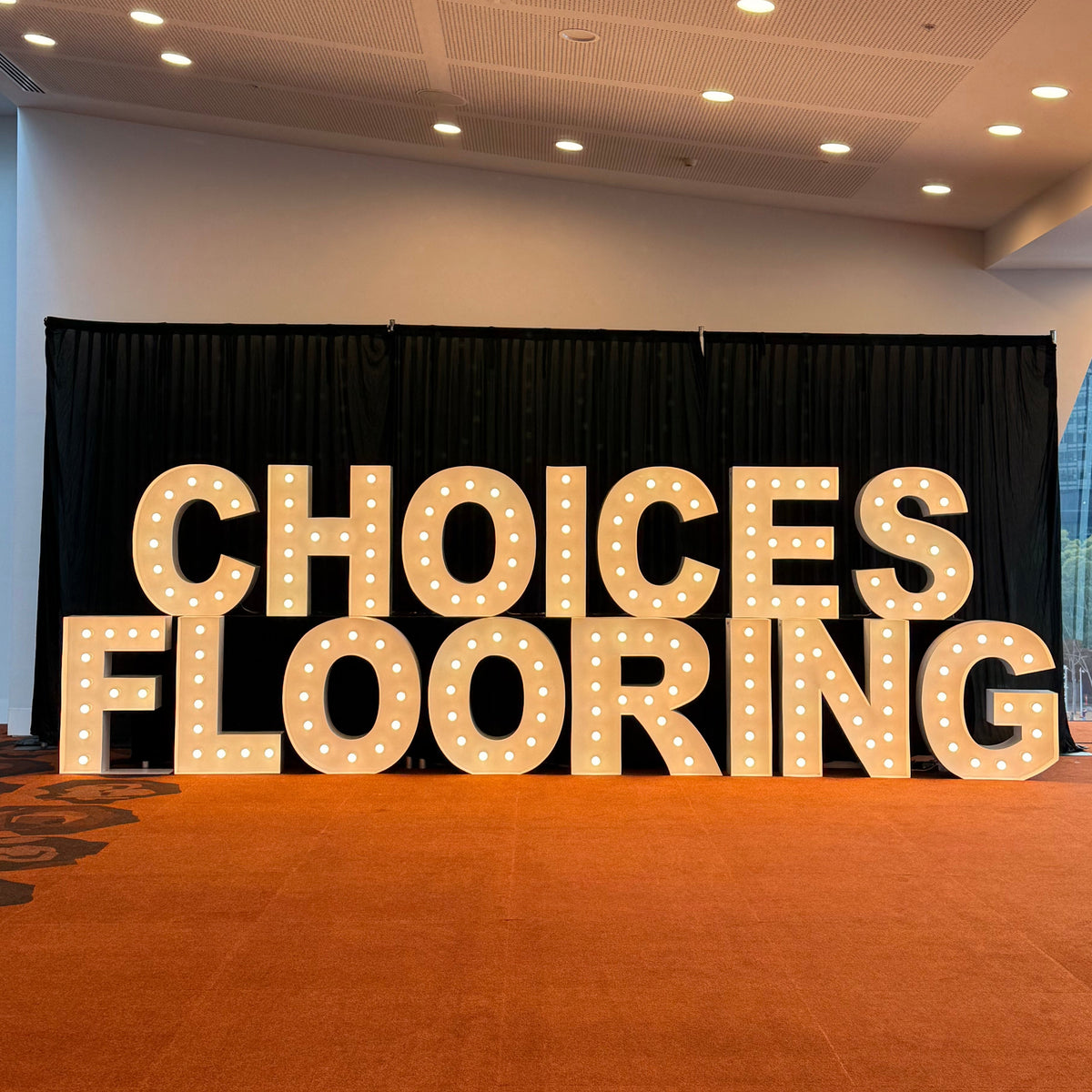 Custom Draping Backdrop Hire Melbourne | Event Styling Backdrops for Light Up Letters