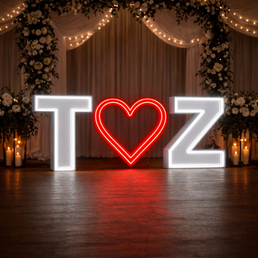 Neon Wedding Initials Melbourne | Elegant Neon Letter Hire