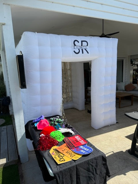 Inflatable Photobooth with props for event hire Melbourne