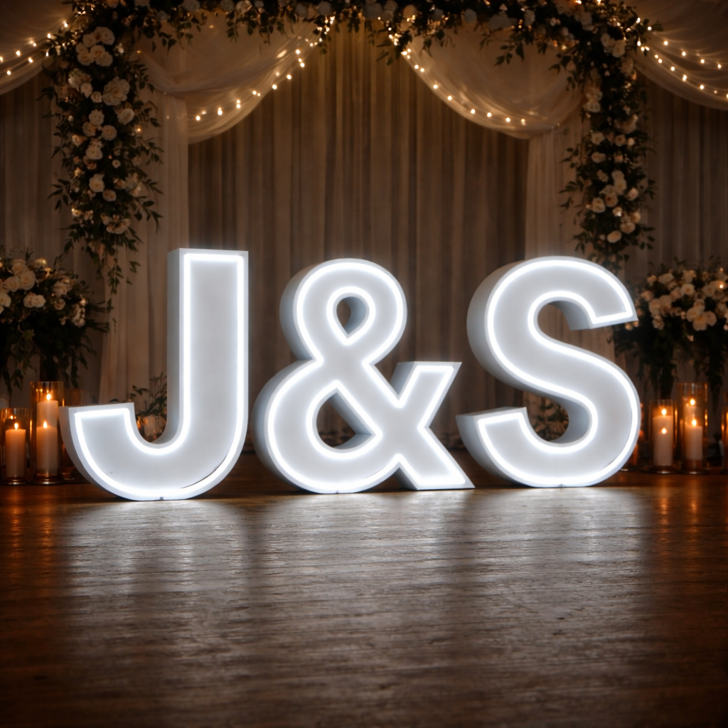 Neon Wedding Initials Melbourne | Elegant Neon Letter Hire