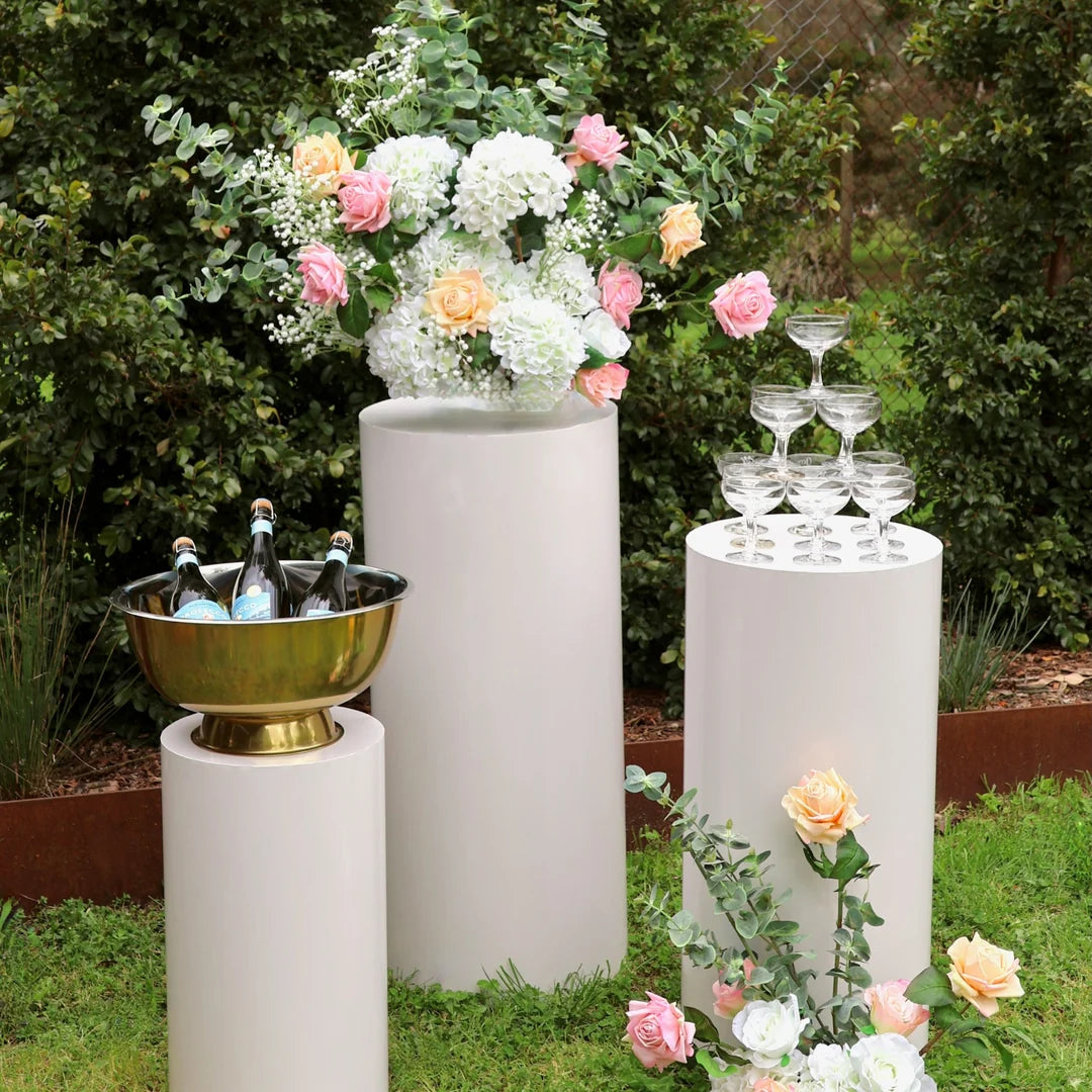 White Plinth Hire Melbourne | Round Cake & Event Display Plinths