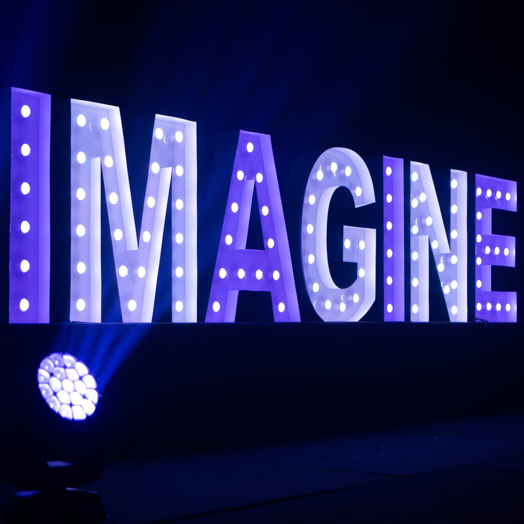 giant coloured light up letters Melbourne corporate charity gala event display at Melbourne Convention Centre