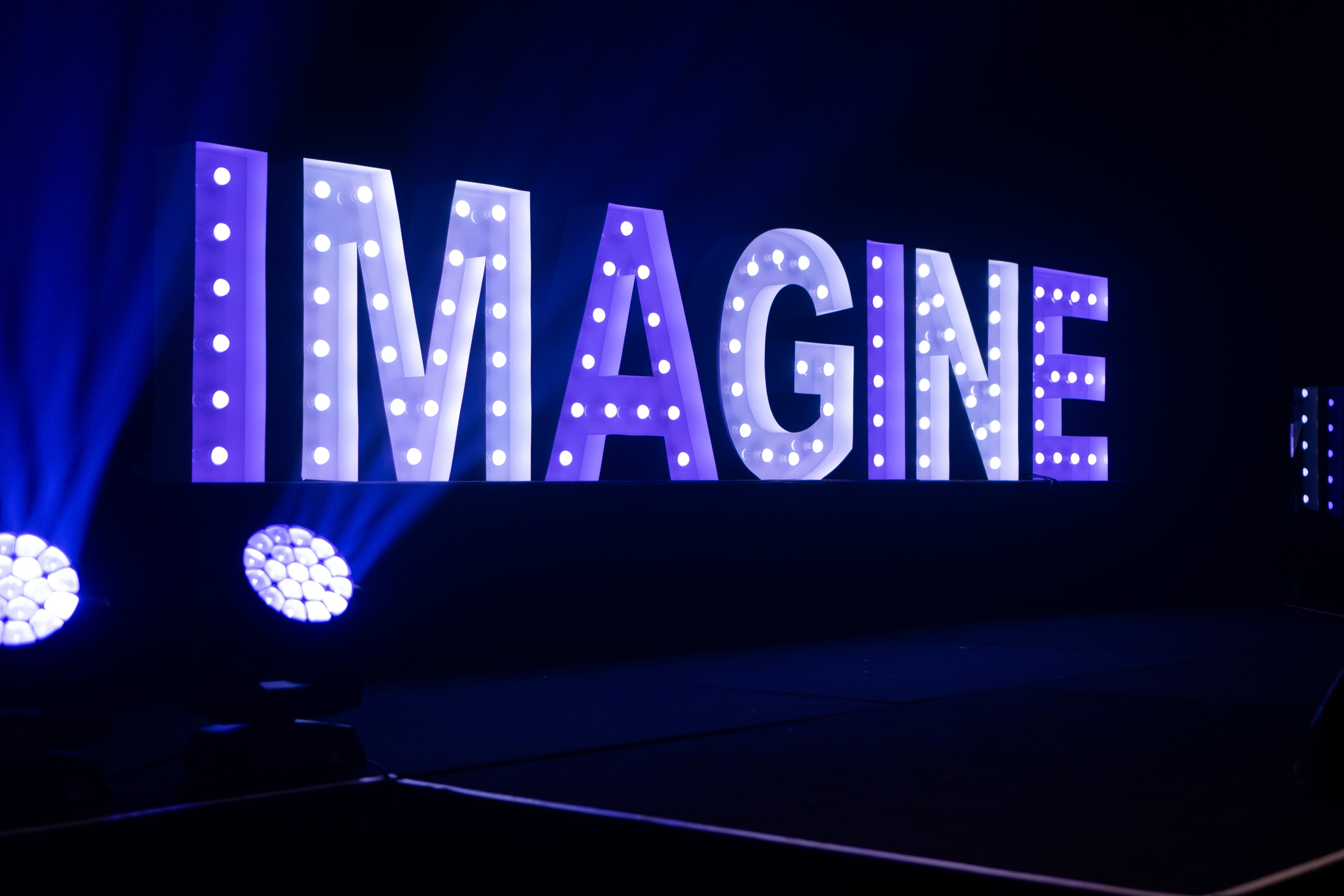 giant coloured light up letters Melbourne corporate charity gala event display at Melbourne Convention Centre