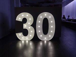 Giant light up numbers for a 30th birthday party in melbourne.